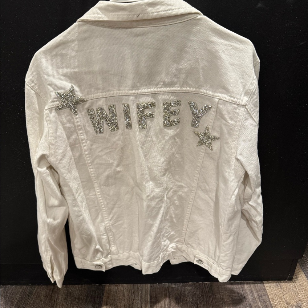 White wifey Denim Jacket